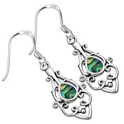 Abalone Shell Drop Silver Earrings, e425